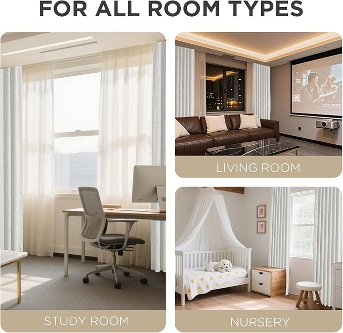 Joydeco 100% Blackout Curtains for Bedroom - Natural Linen Curtains 42" W x 96" L, Thermal Insulated 2 Panels White Light Blocking Drapes, Rod Pocket & Back Tabs, Darkening Privacy for Living Room