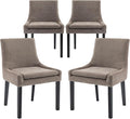 COLAMY Modern Dining Chairs Set of 4, Upholstered Corduroy Accent Side Leisure Chairs with Mid Back and Wood Legs for Living Room/Dining Room-Camel