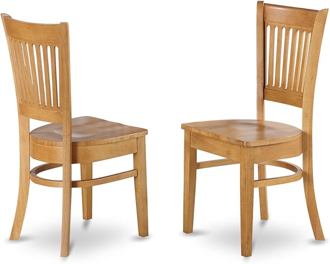 East West Furniture ANVA5-OAK-W 5 Piece Dining Set Includes a Round Dining Room Table with Pedestal and 4 Wood Seat Chairs, 36x36 Inch, Oak
