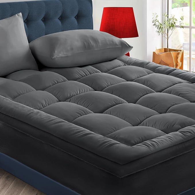 CYMULA RV King Mattress Topper - Extra Thick Cooling Mattress Pad Cover for Back Pain - Soft Mattress Protector Firm Bed Topper Pillow Top with 8-21 Inch Deep Pocket 3D Snow Down Alternative Fill