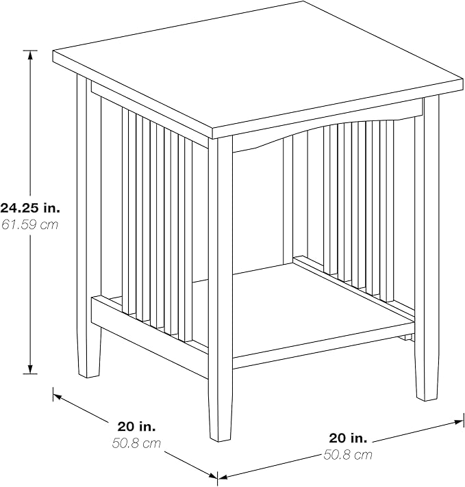 OSP Home Furnishings Sierra Side Table with Lower Storage Shelf and Mission Style Side Panels, White