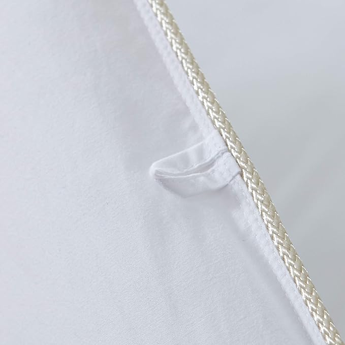 Luxurious All-Season Goose Down Feather Fiber Comforter King Size Duvet Insert, Premium White Solid Plain Design, Premium Baffle Box, 100% Egyptian Cotton, 80 oz Fill Weight