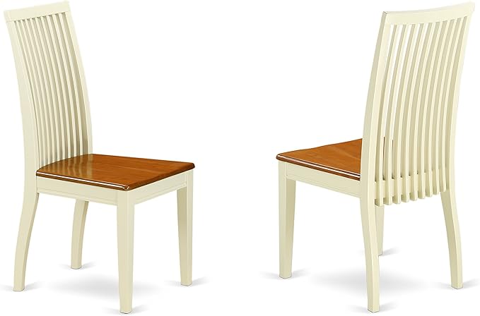 East West Furniture WEIP7-BMK-W 7 Piece Dining Set Consist of a Rectangle Dining Room Table with Butterfly Leaf and 6 Kitchen Chairs, 42x60 Inch, Buttermilk & Cherry