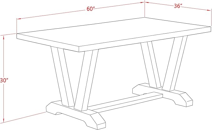East West Furniture V696FR102-5 5 Piece Dinette Set for 4 Includes a Rectangle Dining Table with V-Legs and 4 Light Beige Linen Fabric Parson Dining Room Chairs, 36x60 Inch, Multi-Color