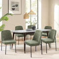 COLAMY Modern Dining Chairs Set of 6, Fabric Upholstered Dining Room Chairs Dinner Chair Stylish Kitchen Chairs with Curved Back and Metal Legs, Green
