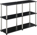 Convenience Concepts Designs2Go No Tools 3 Tier Wide Console Table 42" - Modern Multipurpose Accent with Shelves for TV Media Center, Office Desk Extension, Entryway Display, & Home Storage, Black