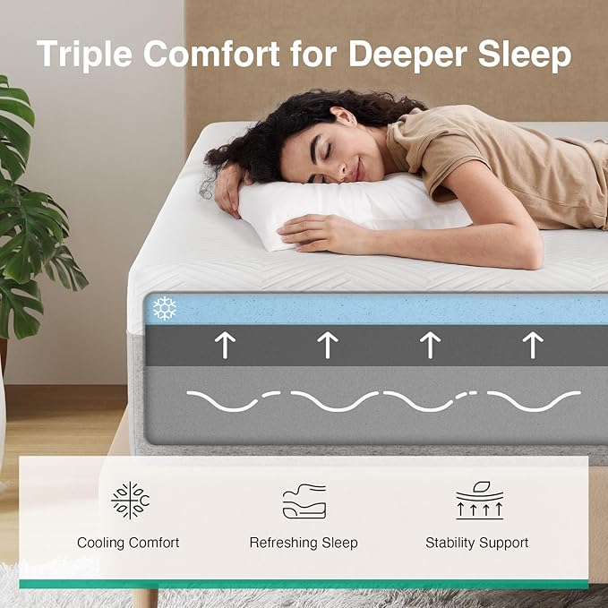 Novilla California King Mattress, 12 Inch Gel Memory Foam Cal King Mattress for Cool Night & Pressure Relief, Medium Plush Feel with Motion Isolating, Bliss
