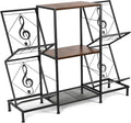 Record Player Stand with Vinyl Record Storage, Turntable Stand with 4-Tier Vinyl Display Shelf & Metal Frame, Record Holder for Living Room, Rustic Brown