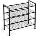 Simple 4 Tier Shoe Rack,Metal Stackable Shoe Storage Organizer for Closet,Entryway, Bedroom, Black (Black, 4-Tier)