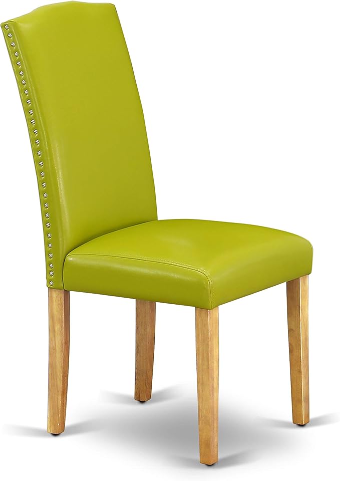East West Furniture OXEN5-OAK-51 5 Piece Dining Set Includes a Square Dining Room Table and 4 Autumn Green Faux Leather Upholstered Parson Chairs, 36x36 Inch, Oak