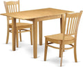 East West Furniture NDGR3-OAK-W 3 Piece Dinette Set for Small Spaces Contains a Rectangle Dining Table with Dropleaf and 2 Dining Room Chairs, 30x48 Inch, Oak
