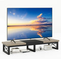 IBUYKE 45" Large TV Riser for 32-60 inch TV,Tabletop Short TV Stand with Storage and Steel Legs,Dual Screen Office Desk,Stand Riser,TV Riser Stand for Home,Bedroom,Living Room,Greige Black TVT002YB