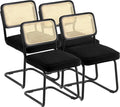 VEVOR Rattan Dining Chairs Set of 4, Mid Century Modern Dining Chair, Upholstered Velvet Accent Chair with Rattan Back, Retro Dining Room Kitchen Chair for Living Room, Bedroom (18.1 Inch)