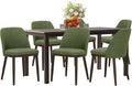 COLAMY 60 Inch Rectangular Kitchen Dining Table for 6, Modern Farmhouse Dining Table Set for 6, Wood Dining Table and Upholstered Dining Chairs for Kitchen, Dining Room, Restaurant, Brown/Green