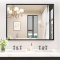 40x36 Inch Bathroom Mirror, Matte Black Framed Rectangle, 4MM Tempered Glass, Anti-Rust, Wall-Mounted Vanity Mirror for Bathroom & Bedroom - Hangs Horizontally or Vertically