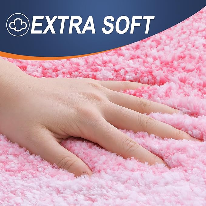 OLANLY Bathroom Runner Rugs 47x17, Extra Soft Absorbent Microfiber Bath Rugs, Rubber Backing, Quick Dry, Machine Washable Bath Mats for Bathroom Floor, Tub and Shower, Home Decor Accessories, Pink