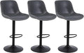 Bar Stools, Swivel Counter Height Barstools with Back, Adjustable Modern Bar Chairs, Tall Armless PU Leather Kitchen Island Stool (Black 02, Set of 3)