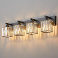 Modern 4-Light Black Crystal Bathroom Vanity Light Fixtures