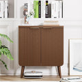 Buffet Cabinet with Storage, Fluted Multifunctional Storage Cabinet with 2 Doors, Sideboard Buffet Credenzas for Living Room, Entryway, Hallway, Walnut