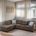 L-Shaped Sectional Sofa, Modern Sectional Couches Home Sofas for Living Room with Movable Chaise, Modular Living Room Sets Furniture for Apartment Bedroom & Office, Brown