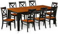 East West Furniture QUIN9-BLK-W 9 Piece Dining Room Furniture Set Includes a Rectangle Wooden Table with Butterfly Leaf and 8 Kitchen Dining Chairs, 40x78 Inch, Black & Cherry