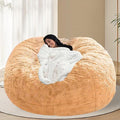BCU 7FT Big Bean Bag for Adults Kids Without Filling Oversized Bean Bag Chair Cover for Stuffed Animal Storage, Yellow