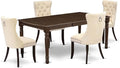 East West Furniture DODA5-MAH-32 5 Piece Kitchen Table Set Consists of a Rectangle Dining Table with Butterfly Leaf and 4 Polyester Fabric Padded Chairs, 42x78 Inch, Mahogany