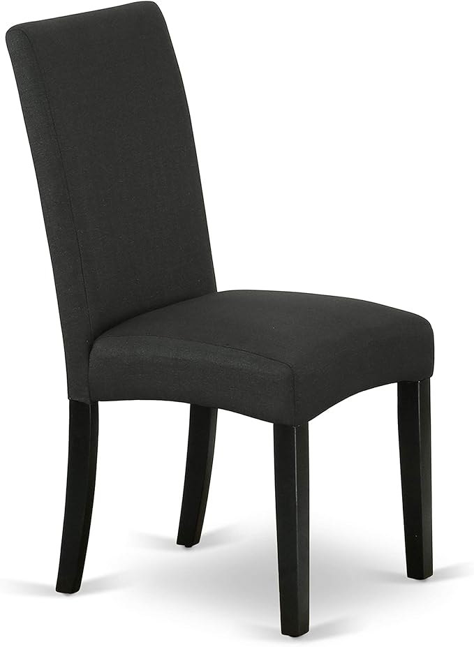 East West Furniture LGDR7-BLK-24 7 Piece Dining Table Set Consist of a Rectangle Dinner Table with Butterfly Leaf and 6 Black Color Linen Fabric Parson Chairs, 42x84 Inch, Black