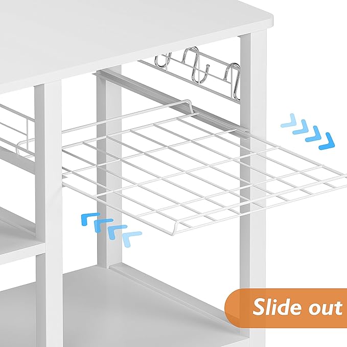 soges 3-Tier Kitchen Baker's Rack Utility Microwave Oven Stand Storage Cart Workstation Shelf, White