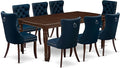 East West Furniture DODA9-MAH-29 9 Piece Dining Set Contains a Rectangle Kitchen Table with Butterfly Leaf and 8 Polyester Fabric Padded Chairs, 42x78 Inch, Mahogany