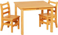 ECR4Kids 30in x 30in Square Hardwood Table and Chair Set, 12in Seat Height, Kids Furniture, Honey