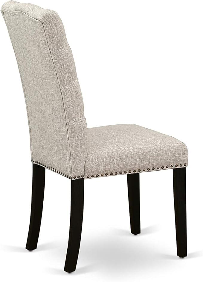 East West Furniture X697EL635-5 5 Piece Dining Set Includes a Rectangle Dining Room Table with X-Legs and 4 Doeskin Linen Fabric Upholstered Parson Chairs, 40x72 Inch, Multi-Color
