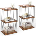 Side Table Set of 2, Tall End Table, Small Accent Table, Bedside Table for Living Room, Bedroom, Rustic Brown & Black