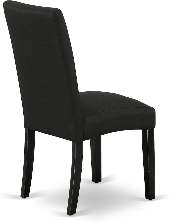 East West Furniture LGDR9-BLK-24 9 Piece Dining Room Set Includes a Rectangle Kitchen Table with Butterfly Leaf and 8 Black Color Linen Fabric Upholstered Chairs, 42x84 Inch, Black