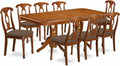 East West Furniture NANA9-SBR-C 9 Piece Kitchen Table Set Includes a Rectangle Dining Table with Butterfly Leaf and 8 Linen Fabric Dining Room Chairs, 40x78 Inch, Saddle Brown