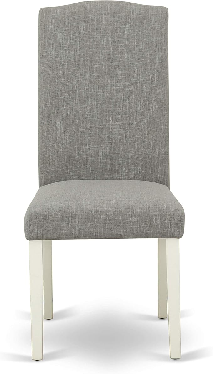 East West Furniture 1NDEN3-LWH-06 3 Piece Dining Table Set Contains a Rectangle Dinner Table with Dropleaf and 2 Dark Shitake Linen Fabric Upholstered Chairs, 30x48 Inch, Linen White
