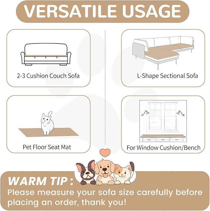 OTOB Couch Covers for Dogs Washable, Non Slip Plush Sofa Cover Kids Pet Friendly Furniture Protector, All Seasons Soft Cozy Fuzzy Sofa Slipcovers Dog Bed Mats (Coffee, 31.5" x 63.0'')