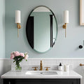 Oval Mirror Frameless Bathroom Mirror for Over Sink, Beveled Polished Wall Mirror for Bathroom, Bedroom, Vanity and Entryway 16" x 24"