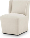 Upholstered Dining Chair with Casters Wingback Modern Side Armless Deskchair with Rollers for Diningroom Bedroom Livingroom Reading Room,Cream Beige,1 Box