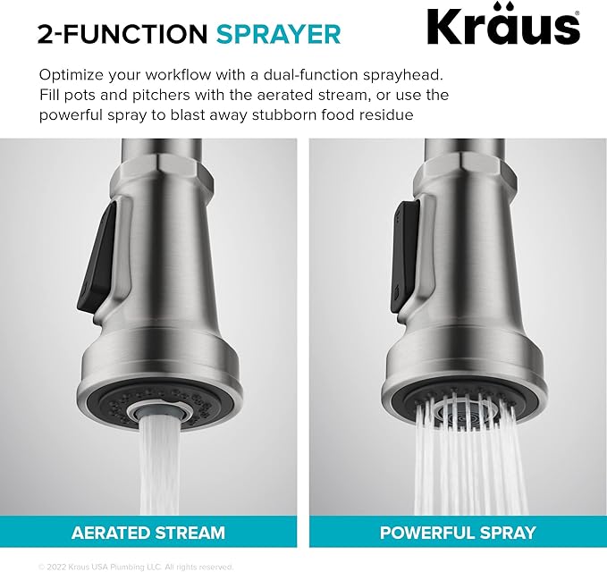 KRAUS Allyn Transitional Industrial Pull-Down Single Handle Kitchen Faucet in Spot-Free Stainless Steel, KPF-4101SFS