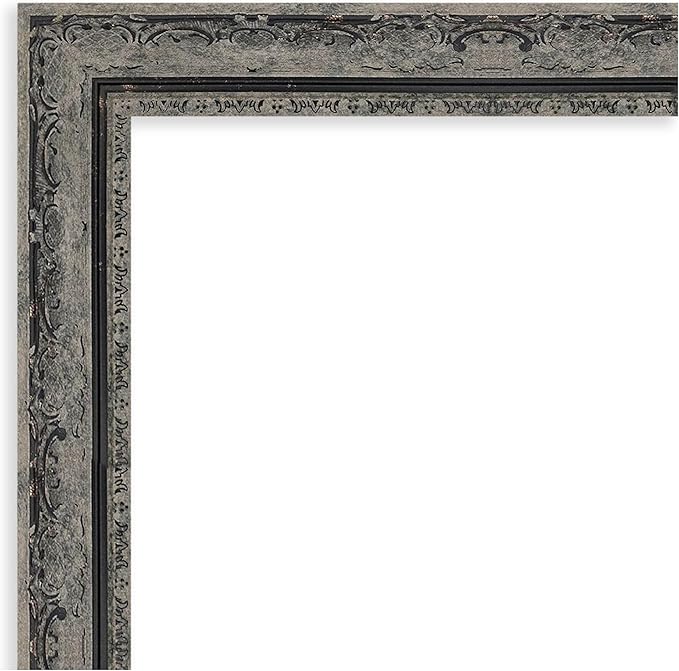 Amanti Art Bathroom Mirror for Over Sink, 25x21 Filigree Matte Black Rectangle Vanity Mirror, Small Traditional Frame, Hangs Horizonally and Vertically, Bathroom Wall Decor, Beveled Edge