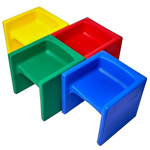 Children's Factory 3-in-1 Cube Chair for Kids, Flexible Seating Classroom Furniture, 4-Pack