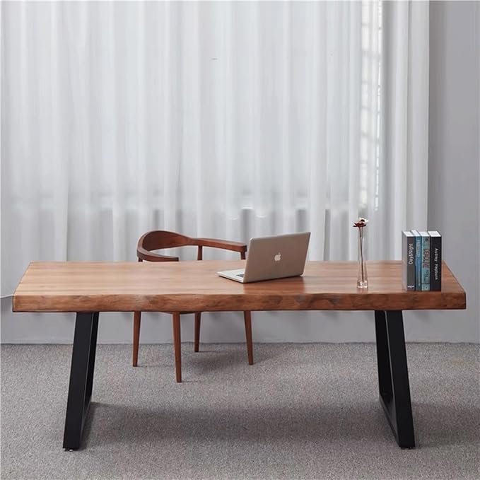 Pine Computer Desk, Modern Solid Wood Home Office Desk, Long Rural Farmhouse Pine Dining Table, Administrative Workstation Computer Desk, Suitable for Living Room and Dining Room (63inch)