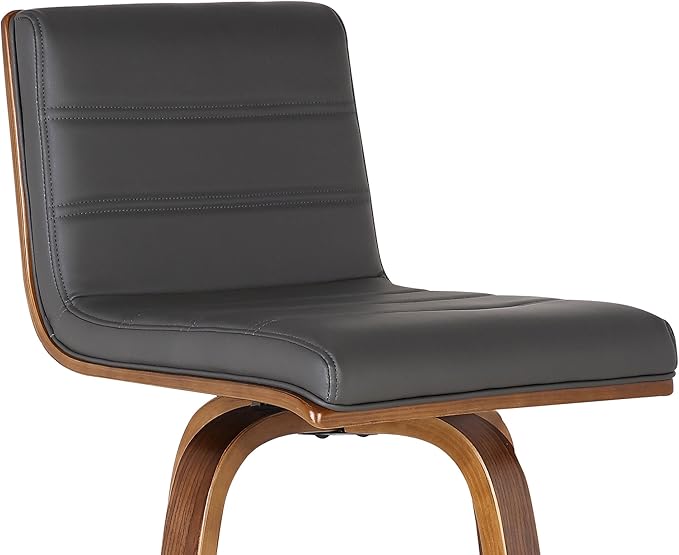 Vienna 30" Swivel Bar Stool in Walnut Wood Finish with Gray Faux Leather - Set of 2