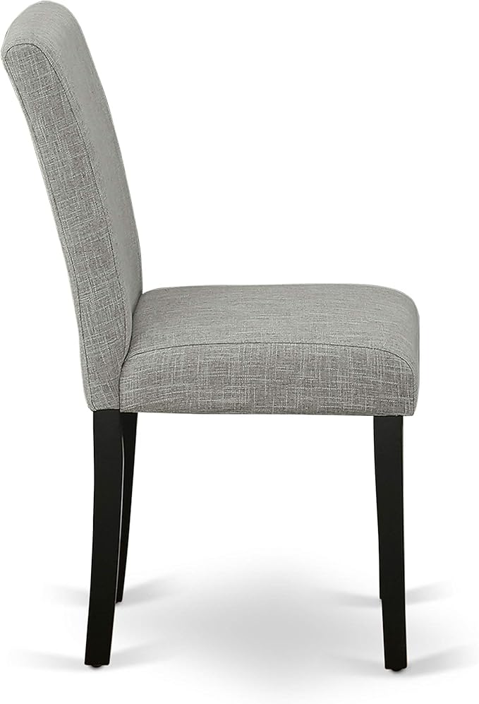 East West Furniture DUAB7-BLK-06 7 Piece Dining Room Table Set Consist of a Rectangle Kitchen Table and 6 Shitake Linen Fabric Parson Dining Chairs, 36x60 Inch, Black