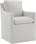 Upholstered Dining Chairs with Casters Modern Accent Armchair with Rollers for Diningroom Bedroom Livingroom Reading Room