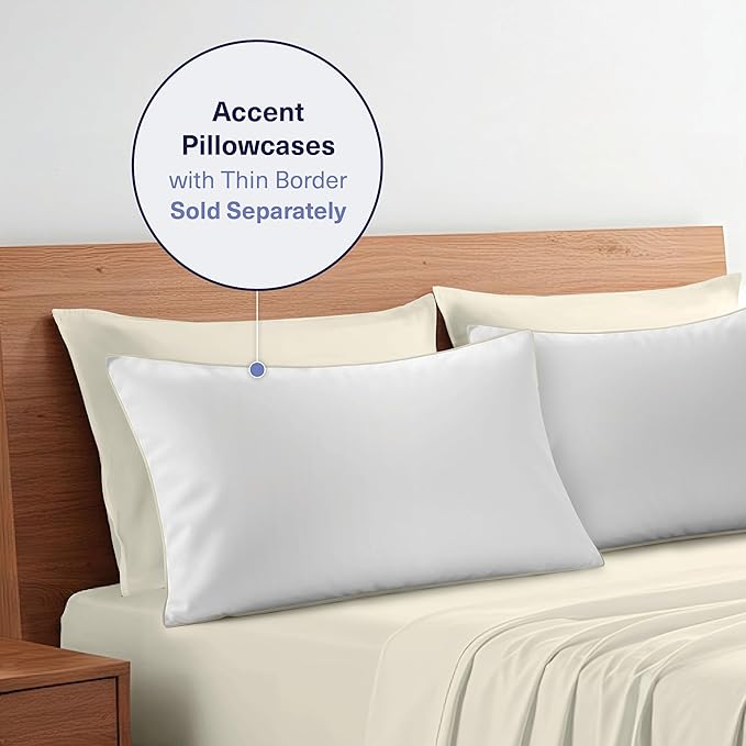 Kickoff Viscose Bamboo Sheets Full Size 4-pc 100% Organic Bamboo Viscose Bed Cooling Sheets Full Size Set Cool Bedding for hot Sleepers Sheet, Flat, Fitted, Pillowcases (Buttercream, F)
