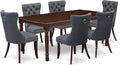 East West Furniture DODA7-MAH-13 7 Piece Kitchen Table Set Includes a Rectangle Dining Table with Butterfly Leaf and 6 Polyester Fabric Upholstered Chairs, 42x78 Inch, Mahogany