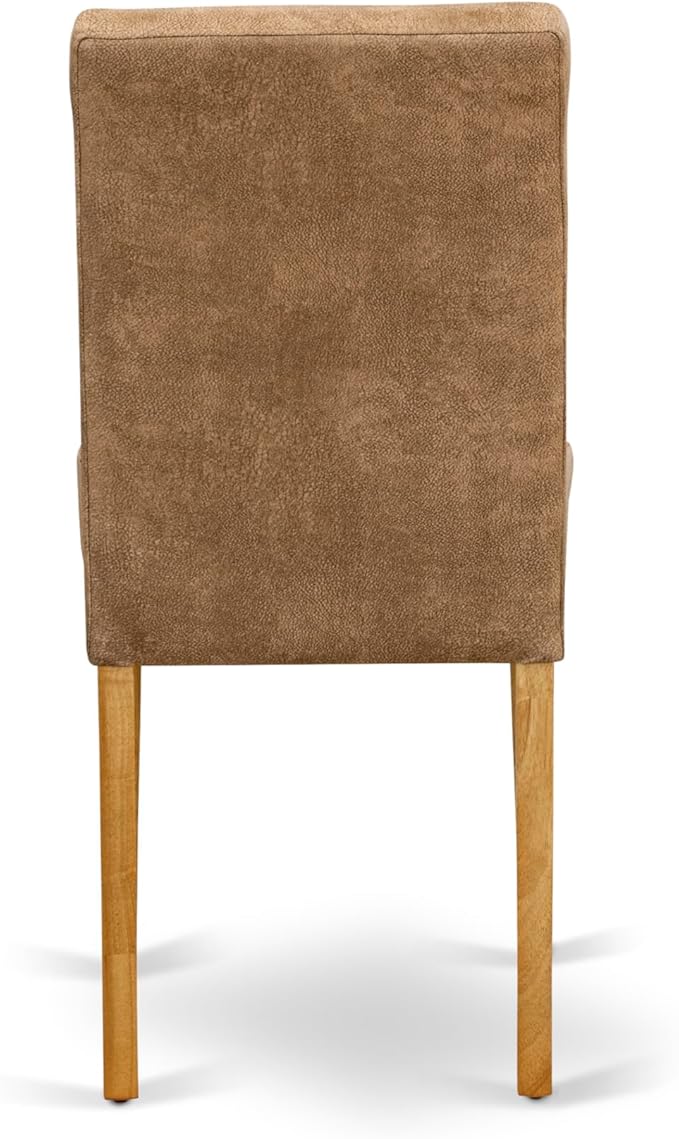 East West Furniture ANAS3-OAK-28 3 Piece Modern Dining Set consists A Dining Room Table and 2 Brown Textured Polyester Fabric Upholstered Dining Chairs, Oak