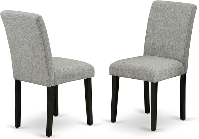 East West Furniture DUAB7-BLK-06 7 Piece Dining Room Table Set Consist of a Rectangle Kitchen Table and 6 Shitake Linen Fabric Parson Dining Chairs, 36x60 Inch, Black